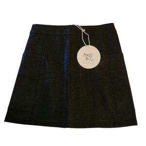 Princess Polly xx Dynasty Mini Skirt Black Croc-Embossed Like A-Line Skirt